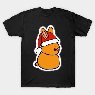 Cute Gold Bunny Wearing a Christmas Santa Hat T-Shirt